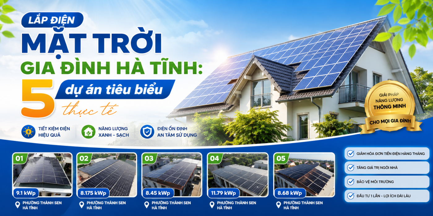 lắp Điện Mặt Trời Gia Đình Hà Tĩnh: 5 dự án tiêu biểu thực tế