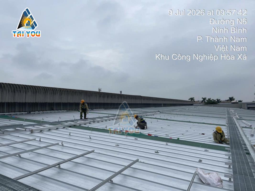 Kỹ sư Taiyou Việt Nam thi công dự án điện mặt trời Yongwon Nam Định