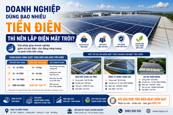 doanh nghiệp dùng bao nhiêu tiền điện thì nên lắp điện mặt trời