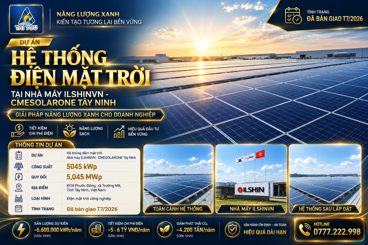 Điện mặt trời ILSHINVN – CMESOLARONE Tây Ninh 5.045 kWp