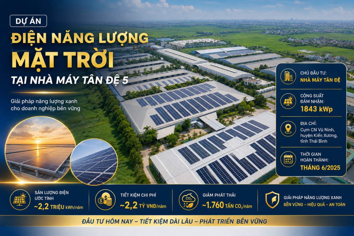 Điện mặt trời áp mái nhà máy Tân Đệ 5