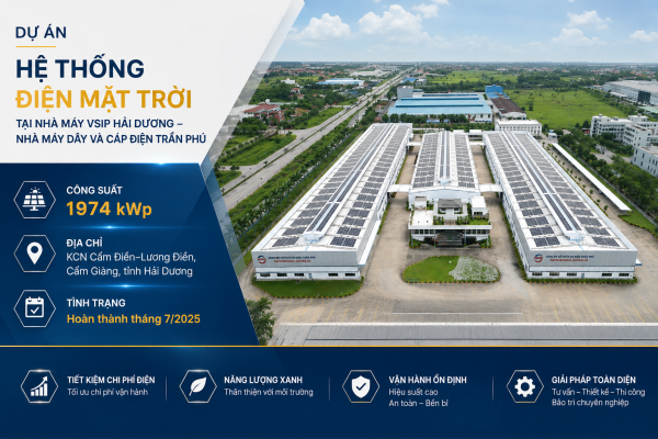 Hệ thống điện mặt trời công suất 1.974 kWp tại Nhà máy VSIP Hải Dương