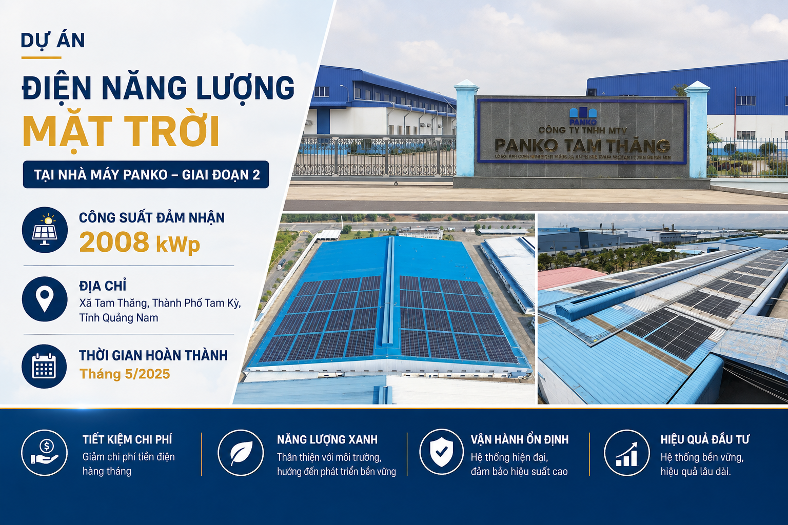 Hệ thống điện năng lượng mặt trời 2.008 kWp tại Nhà máy PANKO – Giai đoạn 2