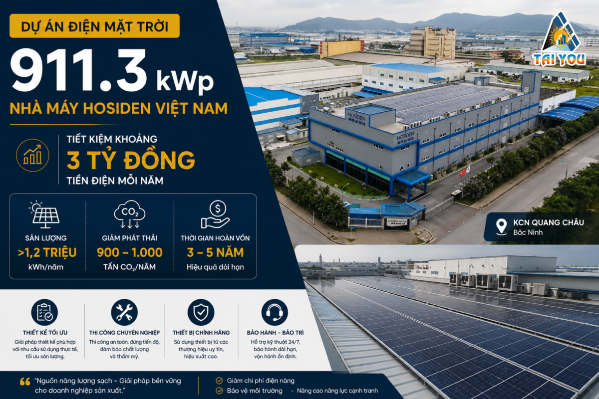 Dự án điện mặt trời 911.3 kWp tại Nhà máy Hosiden Việt Nam