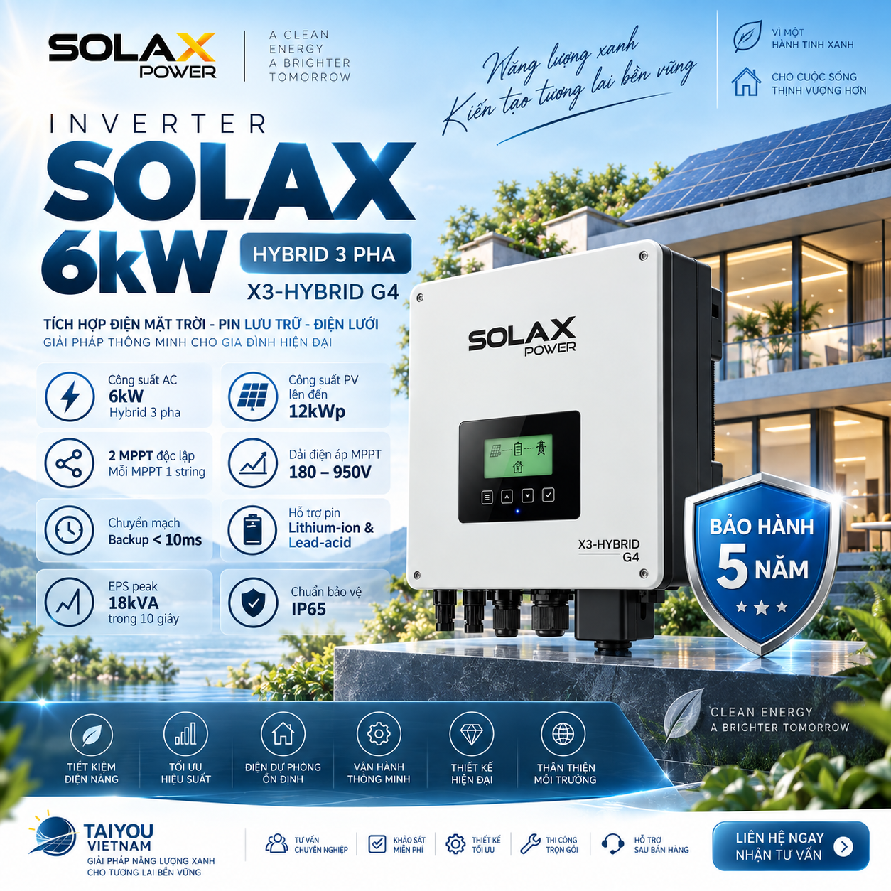 Inverter SolaX 6kW X3-HYBRID G4 Hybrid 3 pha Inverter SolaX 6kW X3-HYBRID G4 Hybrid 3 pha