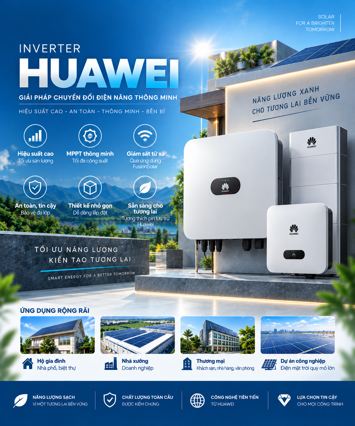 Inverter Huawei Inverter Huawei cho hệ thống điện mặt trời