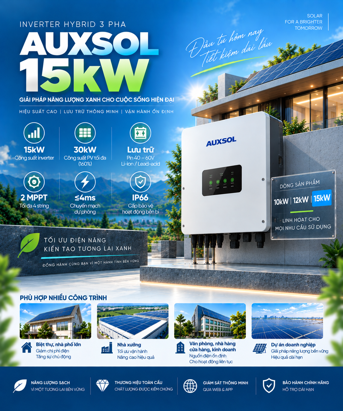 Inverter AUXSOL 15kW ASG-15TL-ZL Hybrid 3 pha Inverter AUXSOL 15kW ASG-15TL-ZL Hybrid 3 pha
