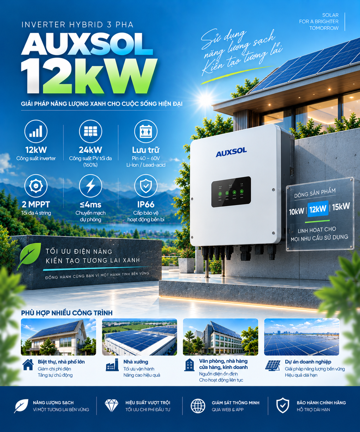 Inverter AUXSOL 12kW ASG-12TL-ZL Hybrid 3 pha Inverter AUXSOL 12kW ASG-12TL-ZL Hybrid 3 pha