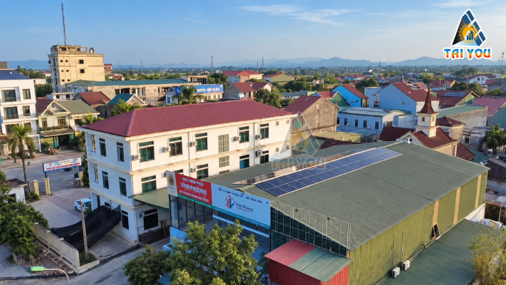Hệ thống điện mặt trời hòa lưới 20,46 kWp tại Công ty TNHH Thương mại XNK Vinh Phương, Thành Sen, Hà Tĩnh.